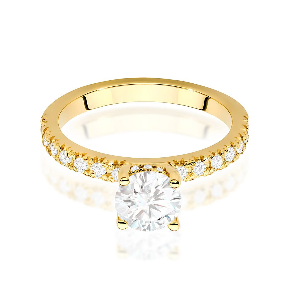 Prsten ze žlutého zlata – lab-grown diamant 0,70 ct, Round/Brilliant, doplněný 12 × 0,005 ct + 14 × 0,0145 ct lab-grown diamanty