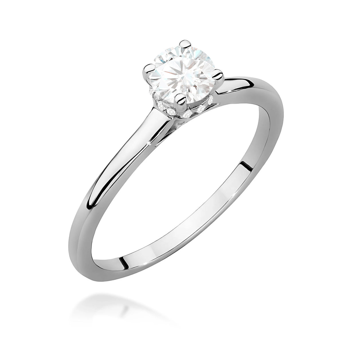 Prsten z bílého zlata – lab-grown diamant Round/Brilliant o hmotnosti 0,40 ct, doplněný 12 × 0,005 ct lab-grown diamanty