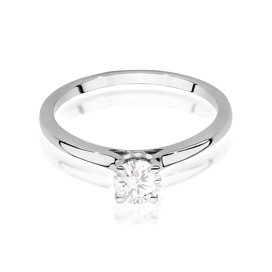 Prsten z bílého zlata – lab-grown diamant Round/Brilliant o hmotnosti 0,40 ct, doplněný 12 × 0,005 ct lab-grown diamanty