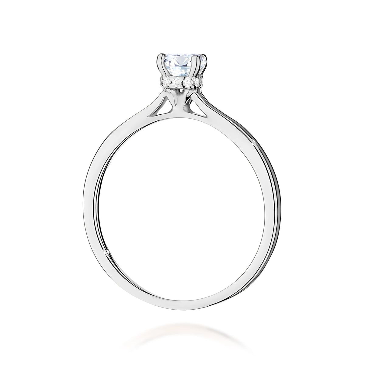Prsten z bílého zlata – lab-grown diamant Round/Brilliant o hmotnosti 0,40 ct, doplněný 12 × 0,005 ct lab-grown diamanty