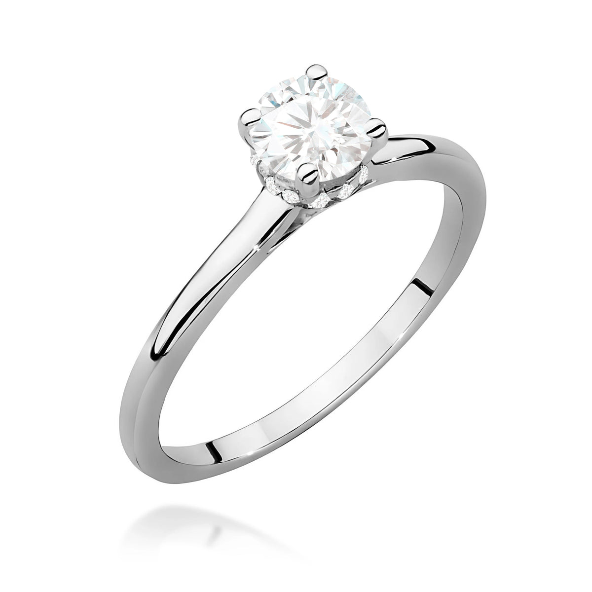 Prsten z bílého zlata – lab-grown diamant Round/Brilliant o hmotnosti 0,50 ct, doplněný 12 × 0,005 ct lab-grown diamanty