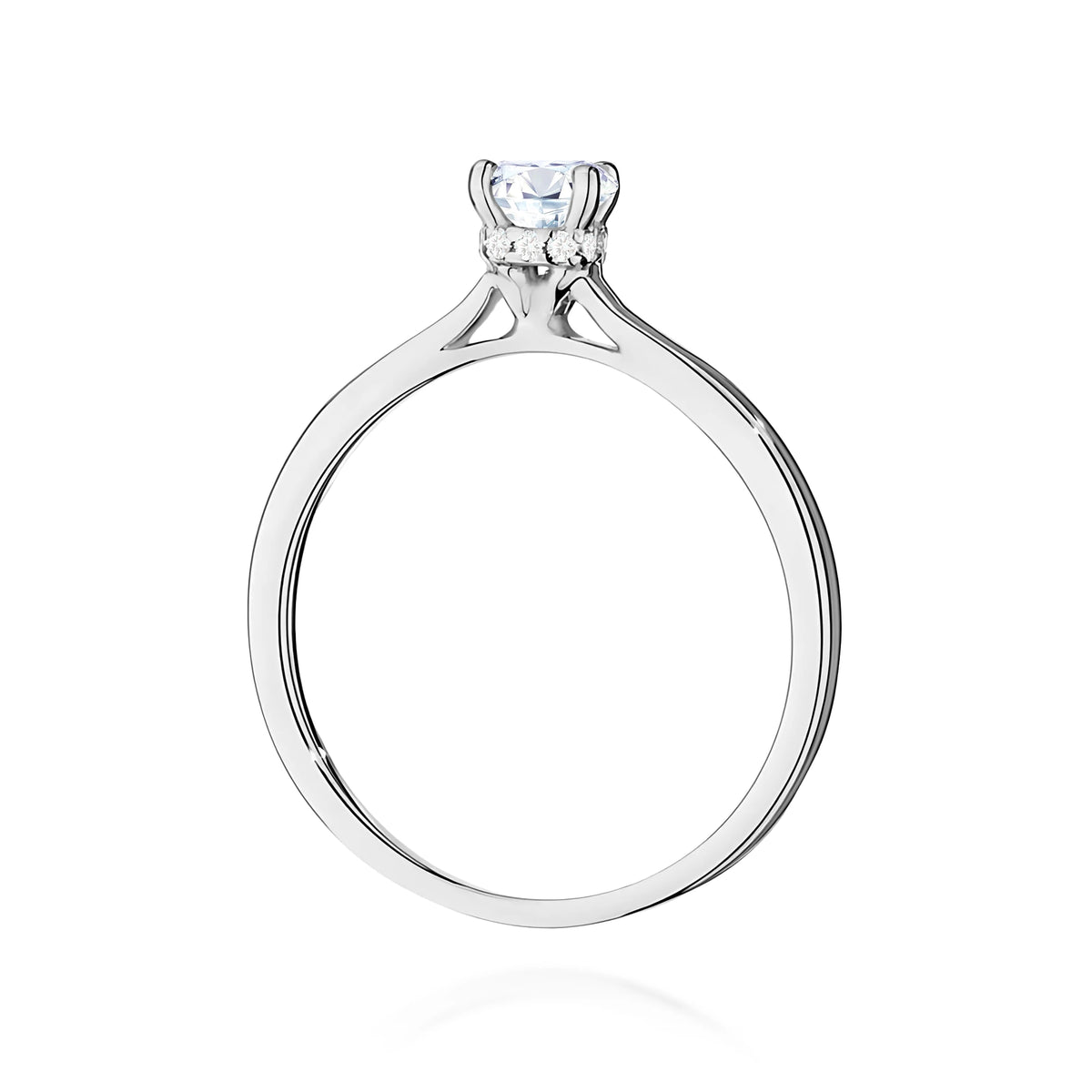 Prsten z bílého zlata – lab-grown diamant Round/Brilliant o hmotnosti 0,50 ct, doplněný 12 × 0,005 ct lab-grown diamanty
