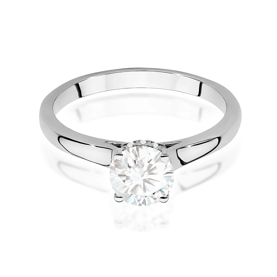 Prsten z bílého zlata – lab-grown diamant Round/Brilliant o hmotnosti 0,70 ct, doplněný 12 × 0,005 ct lab-grown diamanty