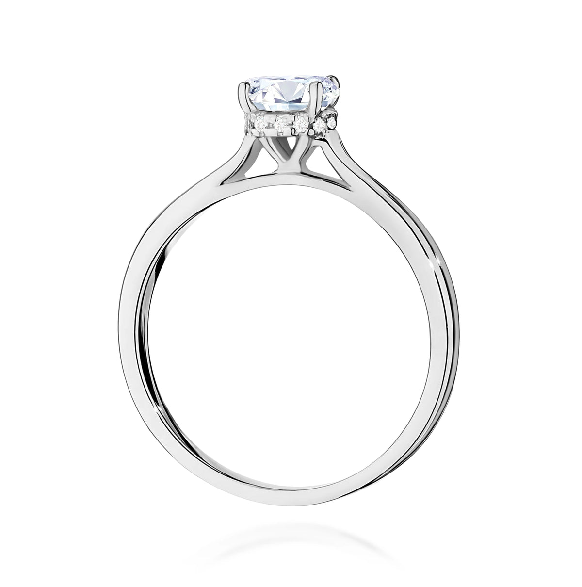 Prsten z bílého zlata – lab-grown diamant Round/Brilliant o hmotnosti 0,70 ct, doplněný 12 × 0,005 ct lab-grown diamanty