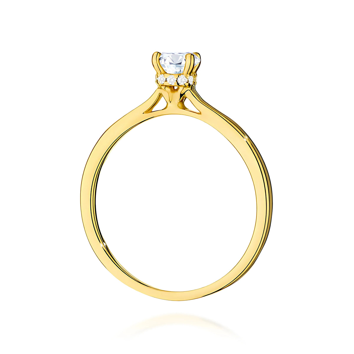 Prsten ze žlutého zlata – lab-grown diamant Round/Brilliant o hmotnosti 0,50 ct, doplněný 12 × 0,005 ct lab-grown diamanty
