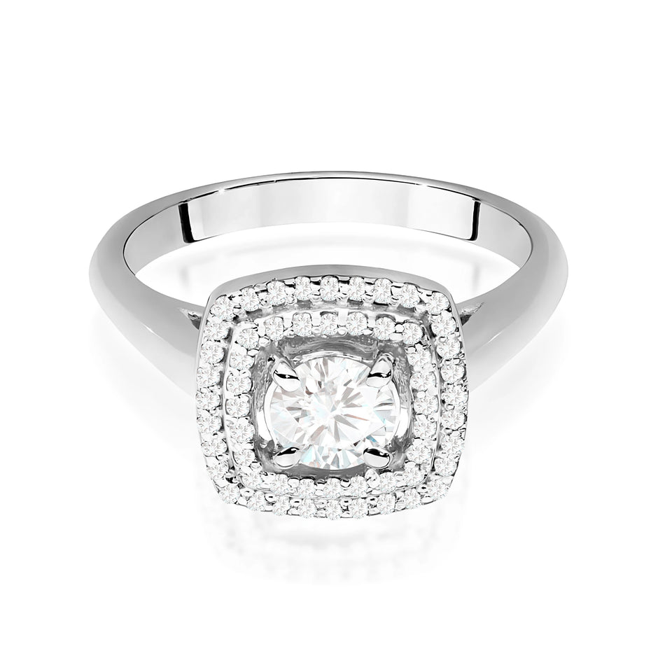 Prsten z bílého zlata s lab-grown diamantem 0,40 ct Round/Brilliant a 56 × 0,005 ct lab-grown diamanty