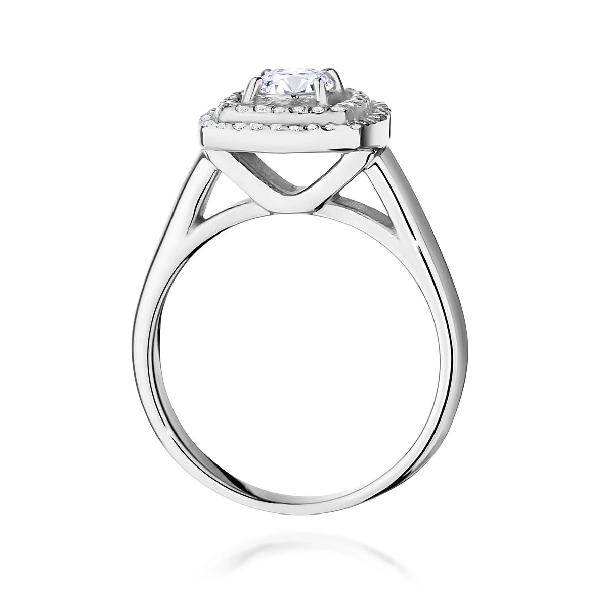 Prsten z bílého zlata s lab-grown diamantem Round/Brilliant 0,40 ct a lab-grown diamanty 0,28 ct