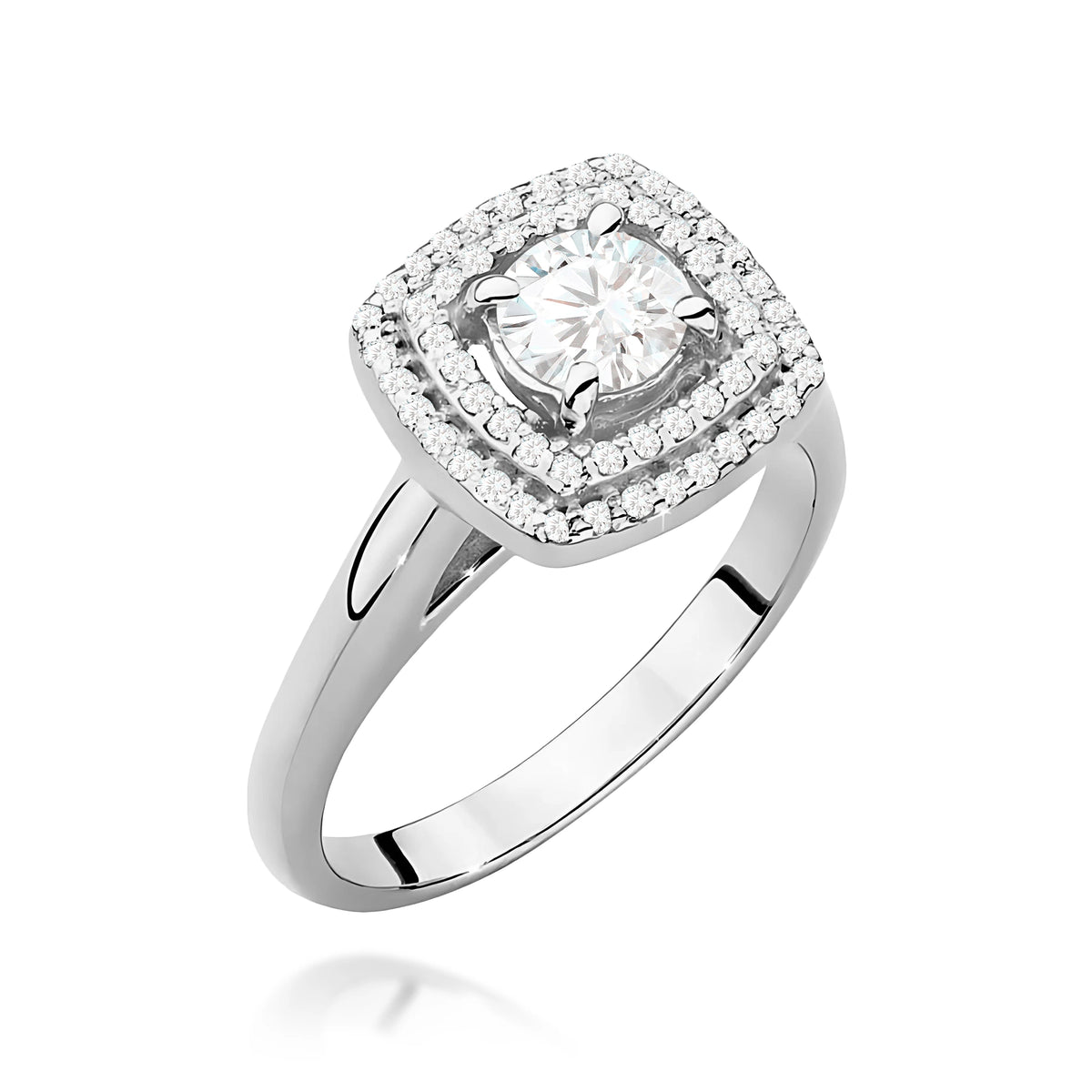 Prsten z bílého zlata s lab-grown diamantem 0,50 ct Round/Brilliant a 56 × 0,005 ct lab-grown diamanty