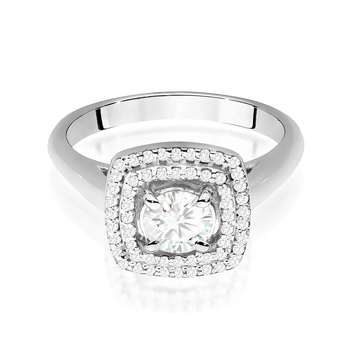 Prsten z bílého zlata s lab-grown diamantem 0,50 ct Round/Brilliant a 56 × 0,005 ct lab-grown diamanty