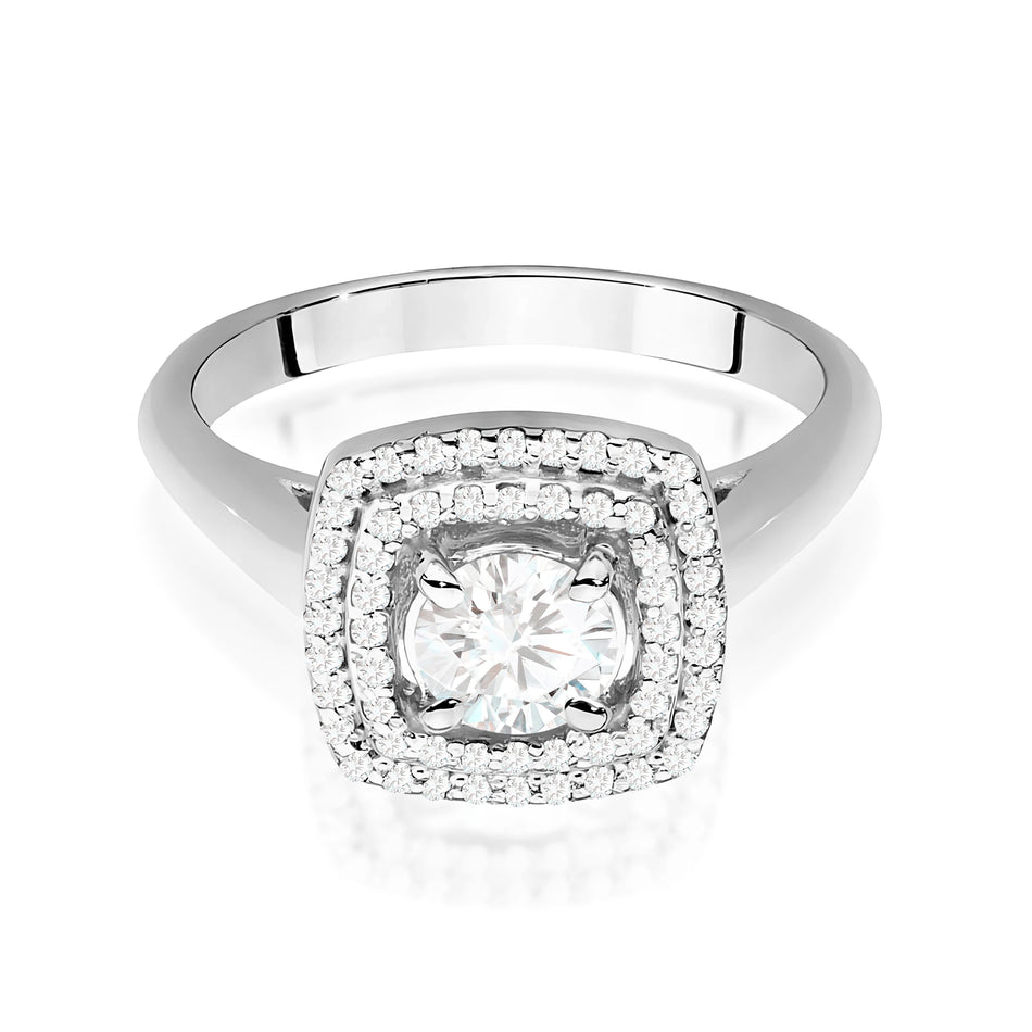 Prsten z bílého zlata s lab-grown diamantem 0,50 ct Round/Brilliant a 56 × 0,005 ct lab-grown diamanty