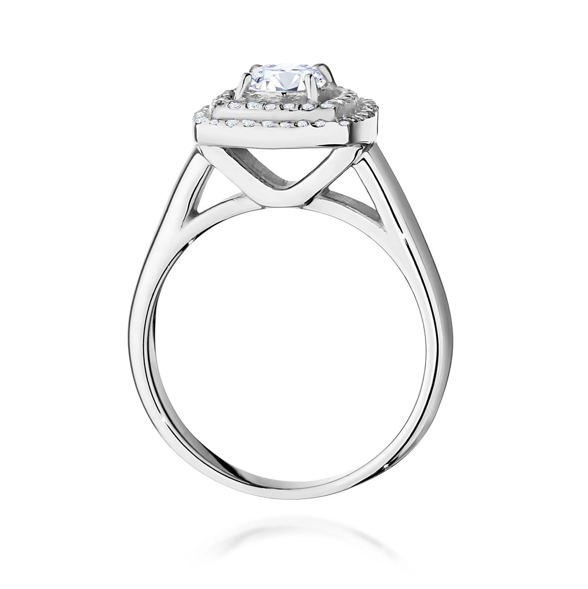 Prsten z bílého zlata s lab-grown diamantem 0,50 ct Round/Brilliant a 56 × 0,005 ct lab-grown diamanty