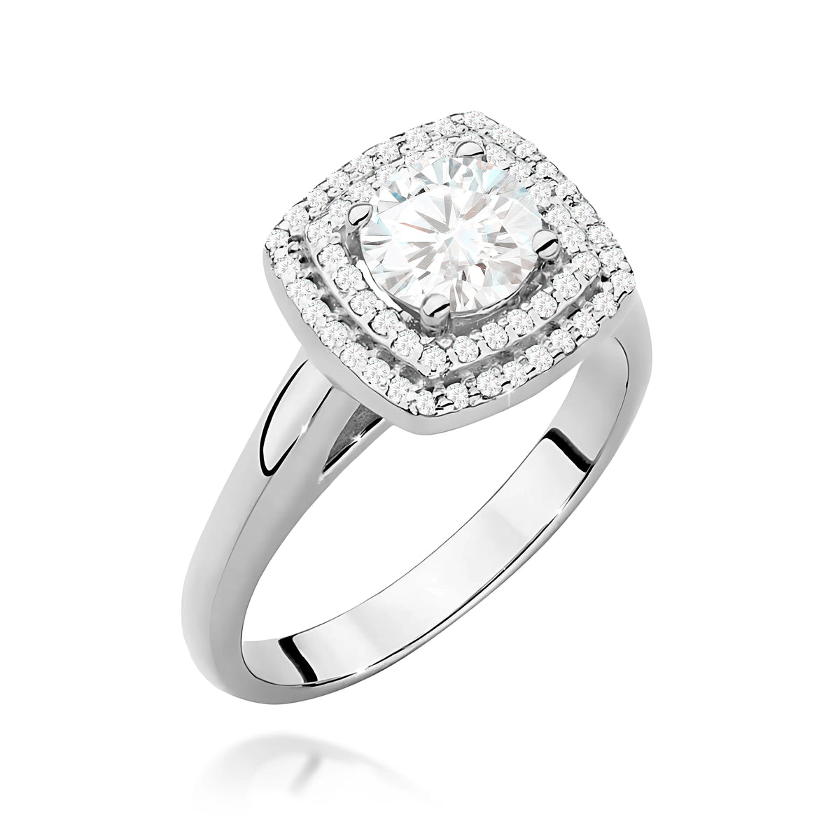 Prsten z bílého zlata s lab-grown diamantem 0,70 ct Round/Brilliant a 56 × 0,005 ct lab-grown diamanty