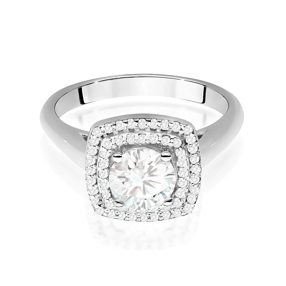 Prsten z bílého zlata s lab-grown diamantem 0,70 ct Round/Brilliant a 56 × 0,005 ct lab-grown diamanty
