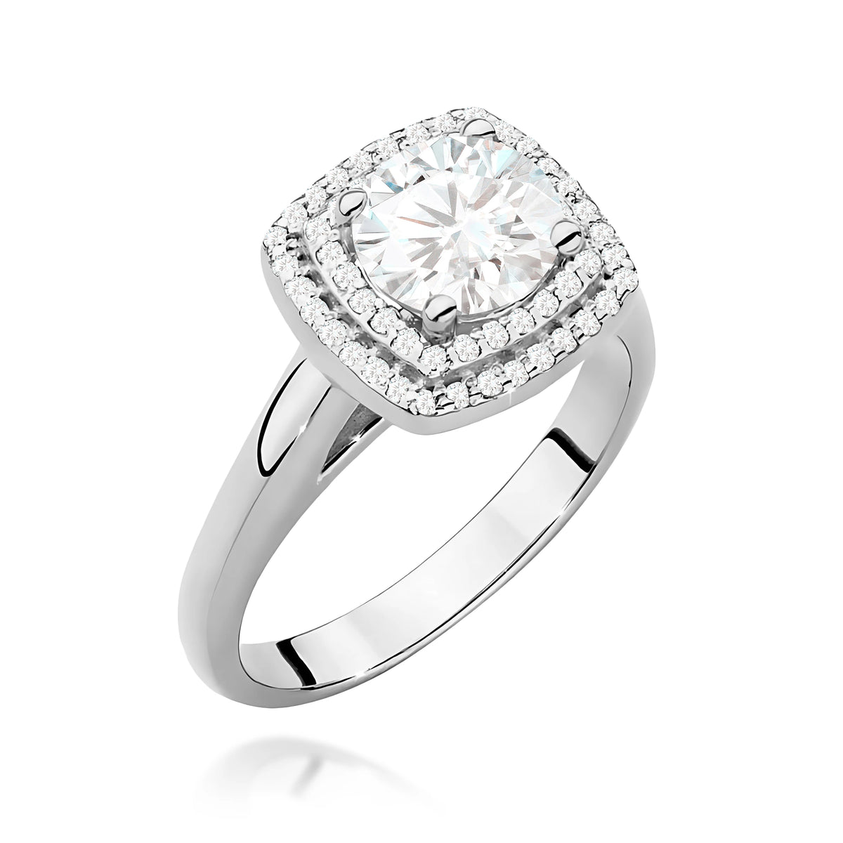 Prsten z bílého zlata s lab-grown diamantem 1,00 ct Round/Brilliant a 56 × 0,005 ct lab-grown diamanty