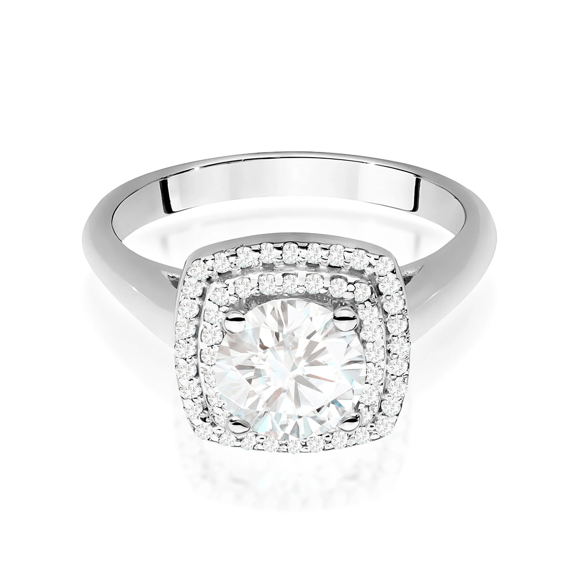 Prsten z bílého zlata s lab-grown diamantem 1,00 ct Round/Brilliant a 56 × 0,005 ct lab-grown diamanty
