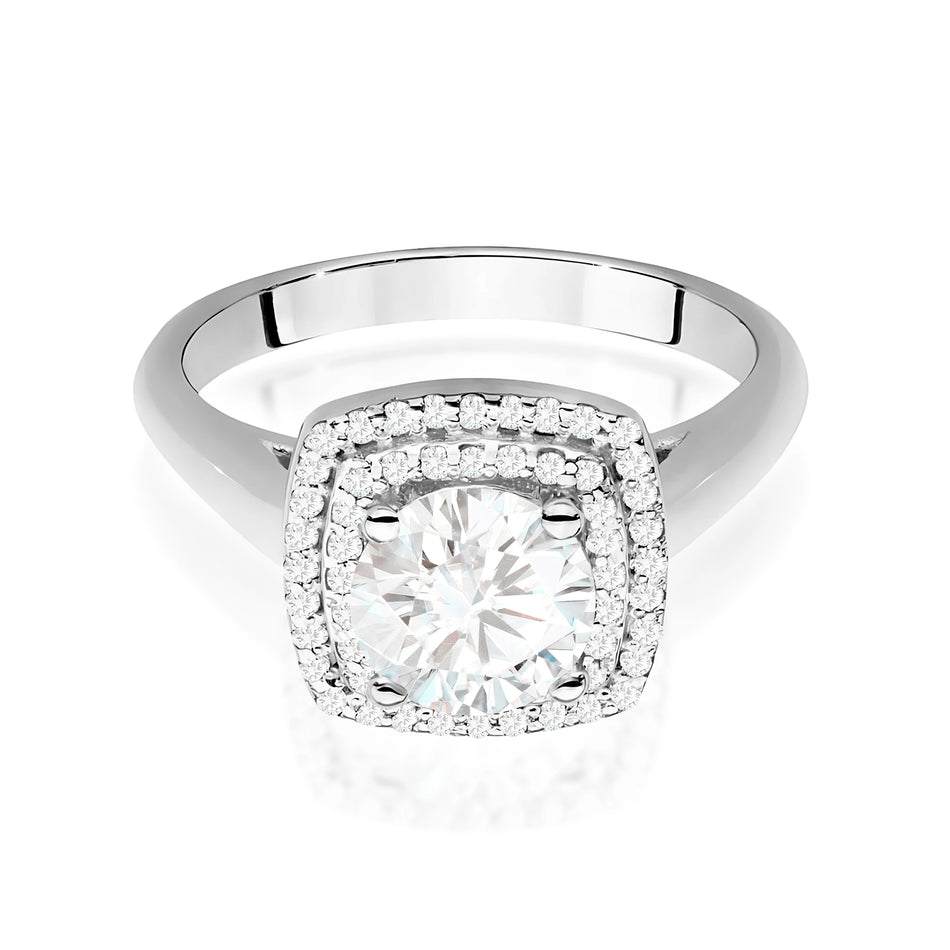 Prsten z bílého zlata s lab-grown diamantem 1,00 ct Round/Brilliant a 56 × 0,005 ct lab-grown diamanty