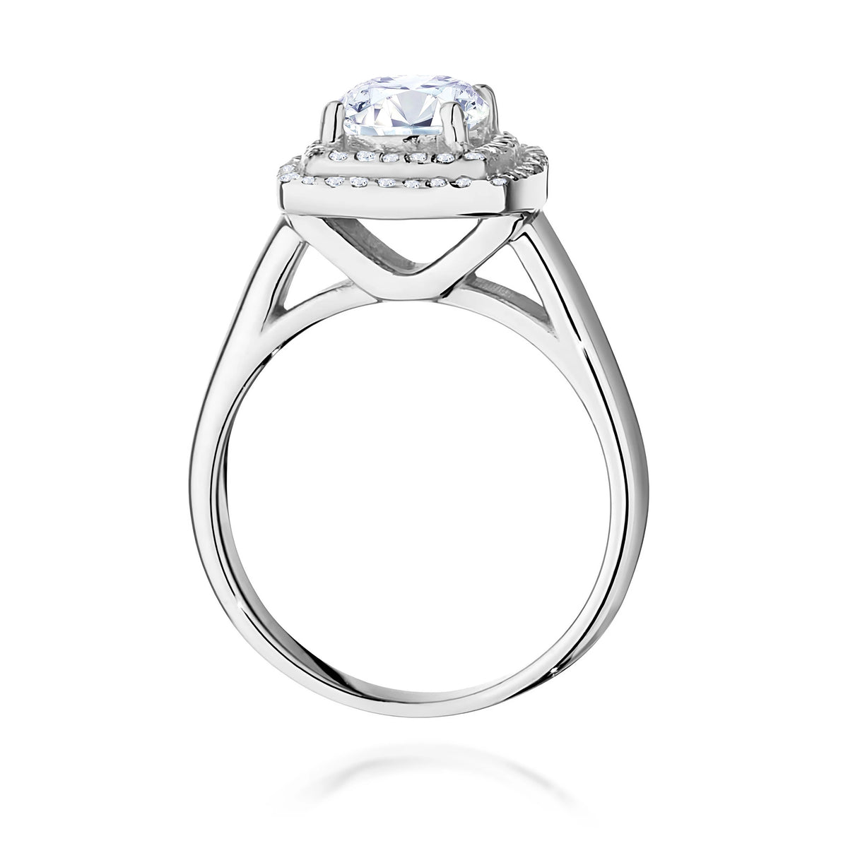 Prsten z bílého zlata s lab-grown diamantem 1,00 ct Round/Brilliant a 56 × 0,005 ct lab-grown diamanty