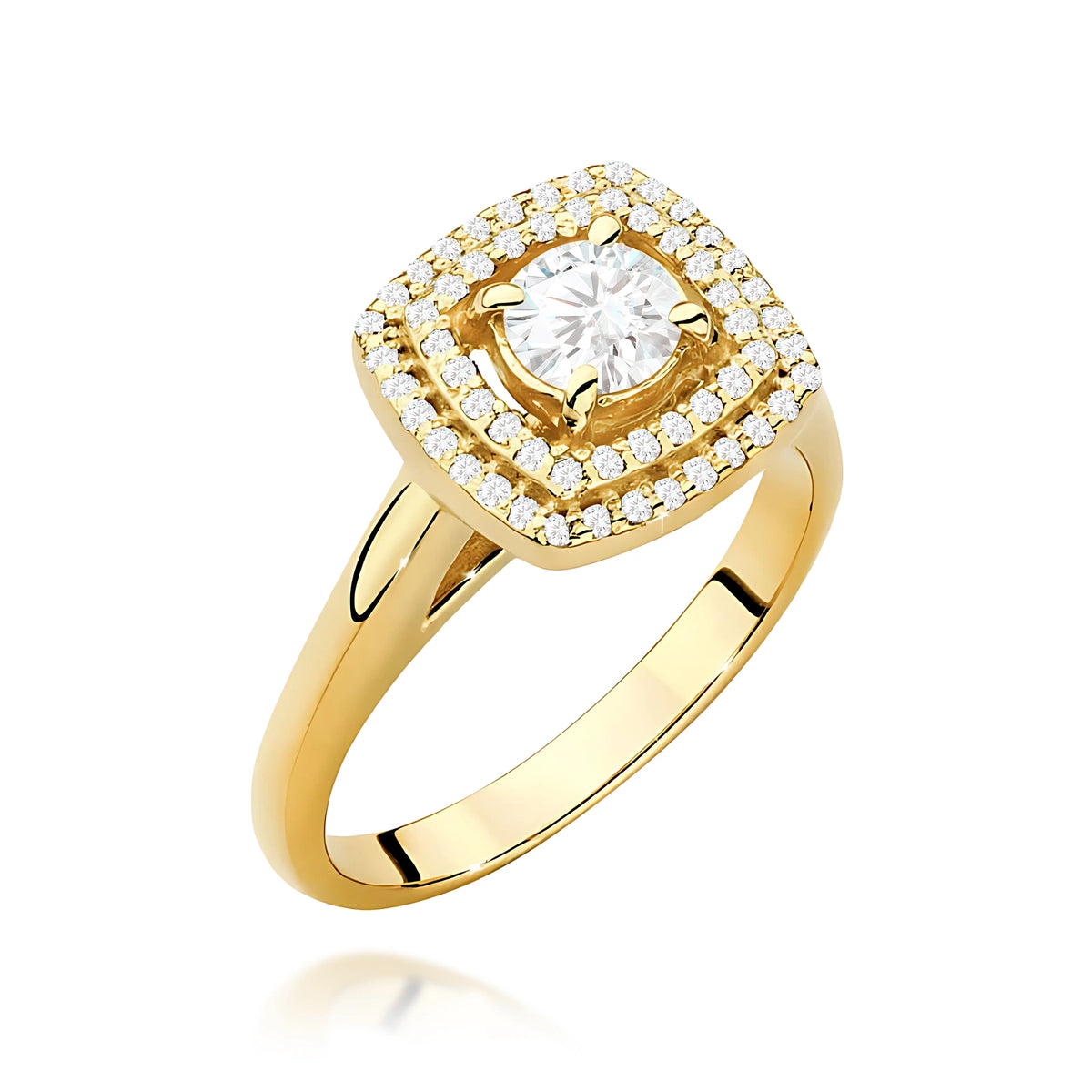 Prsten ze žlutého zlata s lab-grown diamantem 0,40 ct Round/Brilliant a 56 × 0,005 ct lab-grown diamanty
