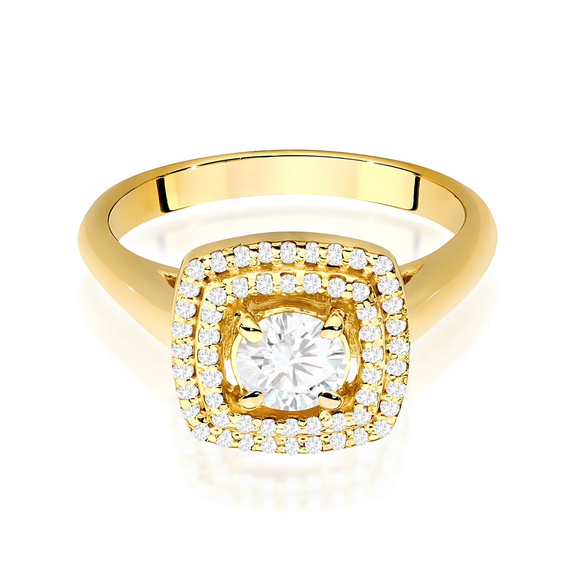 Prsten ze žlutého zlata s lab-grown diamantem 0,40 ct Round/Brilliant a 56 × 0,005 ct lab-grown diamanty