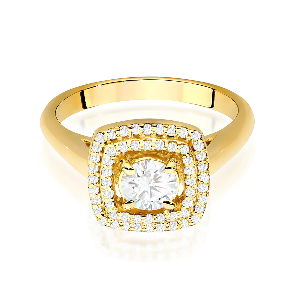 Prsten ze žlutého zlata s lab-grown diamantem 0,40 ct Round/Brilliant a 56 × 0,005 ct lab-grown diamanty