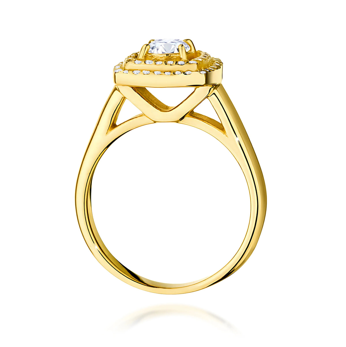 Prsten ze žlutého zlata s lab-grown diamantem 0,40 ct Round/Brilliant a 56 × 0,005 ct lab-grown diamanty