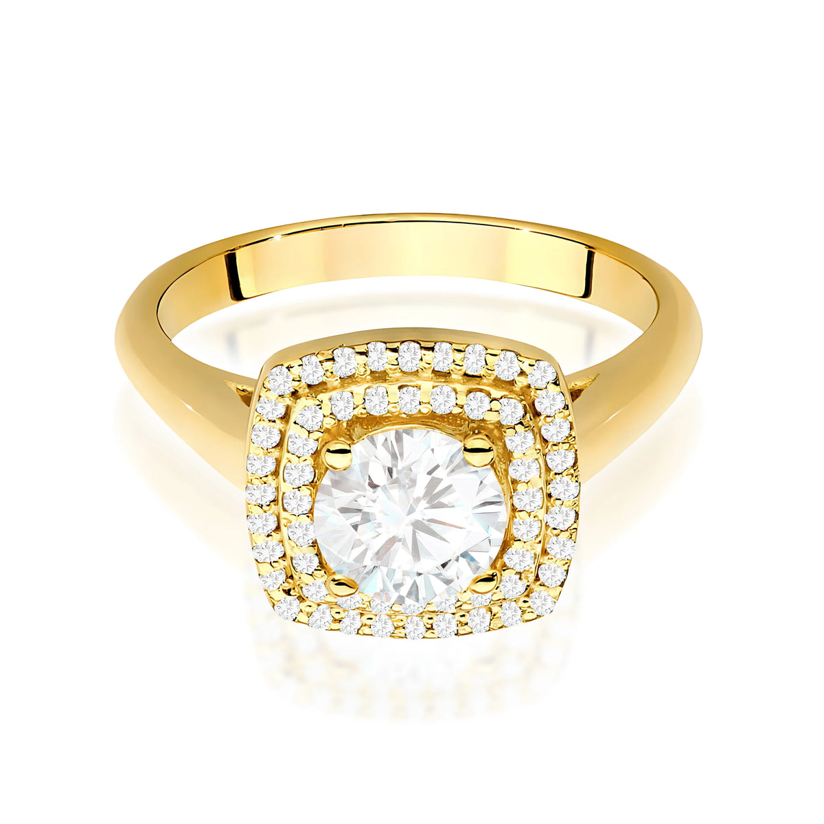 Prsten ze žlutého zlata s lab-grown diamantem 0,70 ct Round/Brilliant a 56 × 0,005 ct lab-grown diamanty
