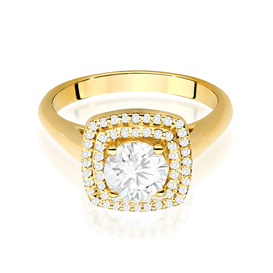 Prsten ze žlutého zlata s lab-grown diamantem 0,70 ct Round/Brilliant a 56 × 0,005 ct lab-grown diamanty