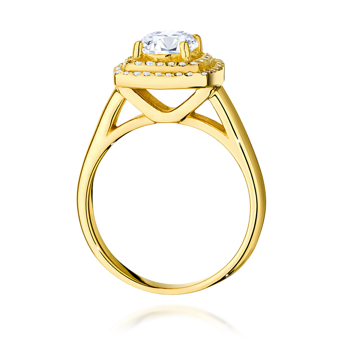 Prsten ze žlutého zlata s lab-grown diamantem 0,70 ct Round/Brilliant a 56 × 0,005 ct lab-grown diamanty