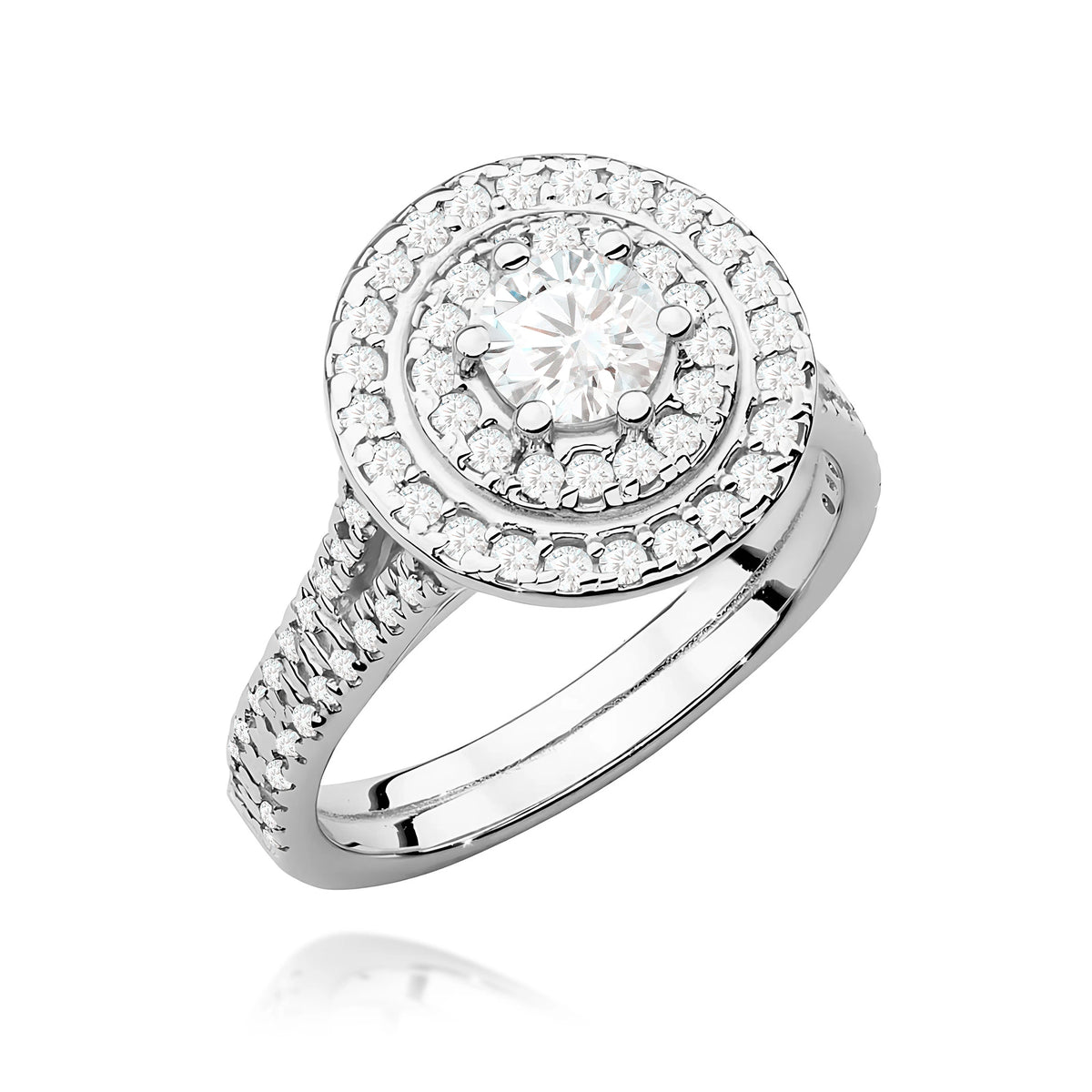 Prsten z bílého zlata s lab-grown diamantem Round/Brilliant o hmotnosti 0,40 ct a 48 × 0,0086 ct + 40 × 0,005 ct lab-grown diamanty