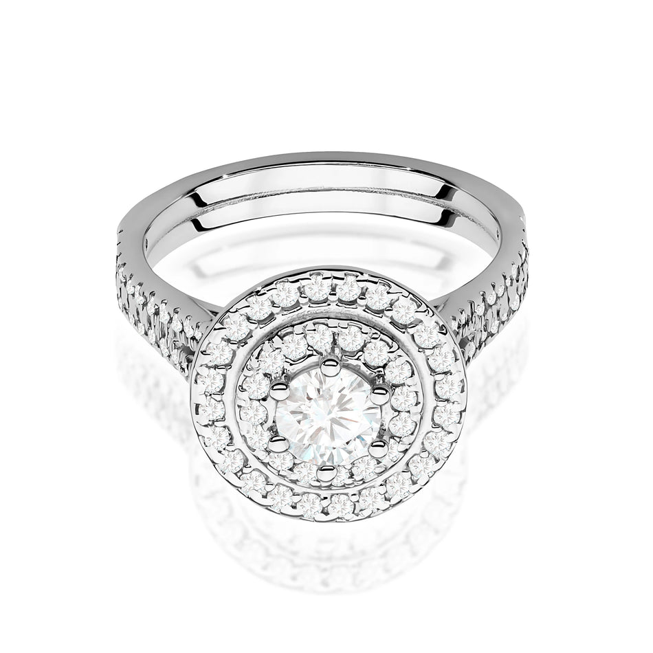 Prsten z bílého zlata s lab-grown diamantem Round/Brilliant o hmotnosti 0,40 ct a 48 × 0,0086 ct + 40 × 0,005 ct lab-grown diamanty