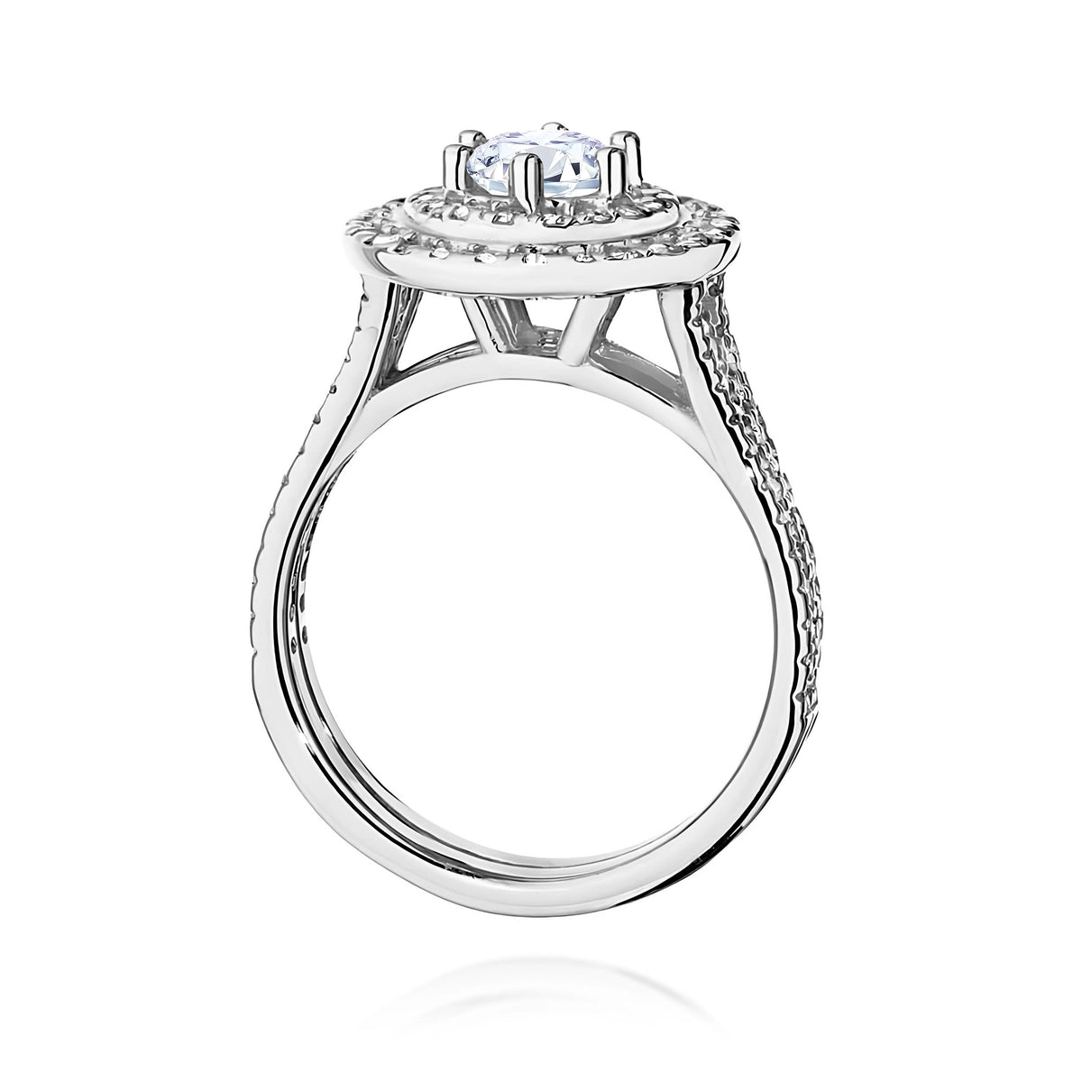 Prsten z bílého zlata s lab-grown diamantem Round/Brilliant o hmotnosti 0,50 ct a 48 × 0,0086 ct + 40 × 0,005 ct lab-grown diamanty