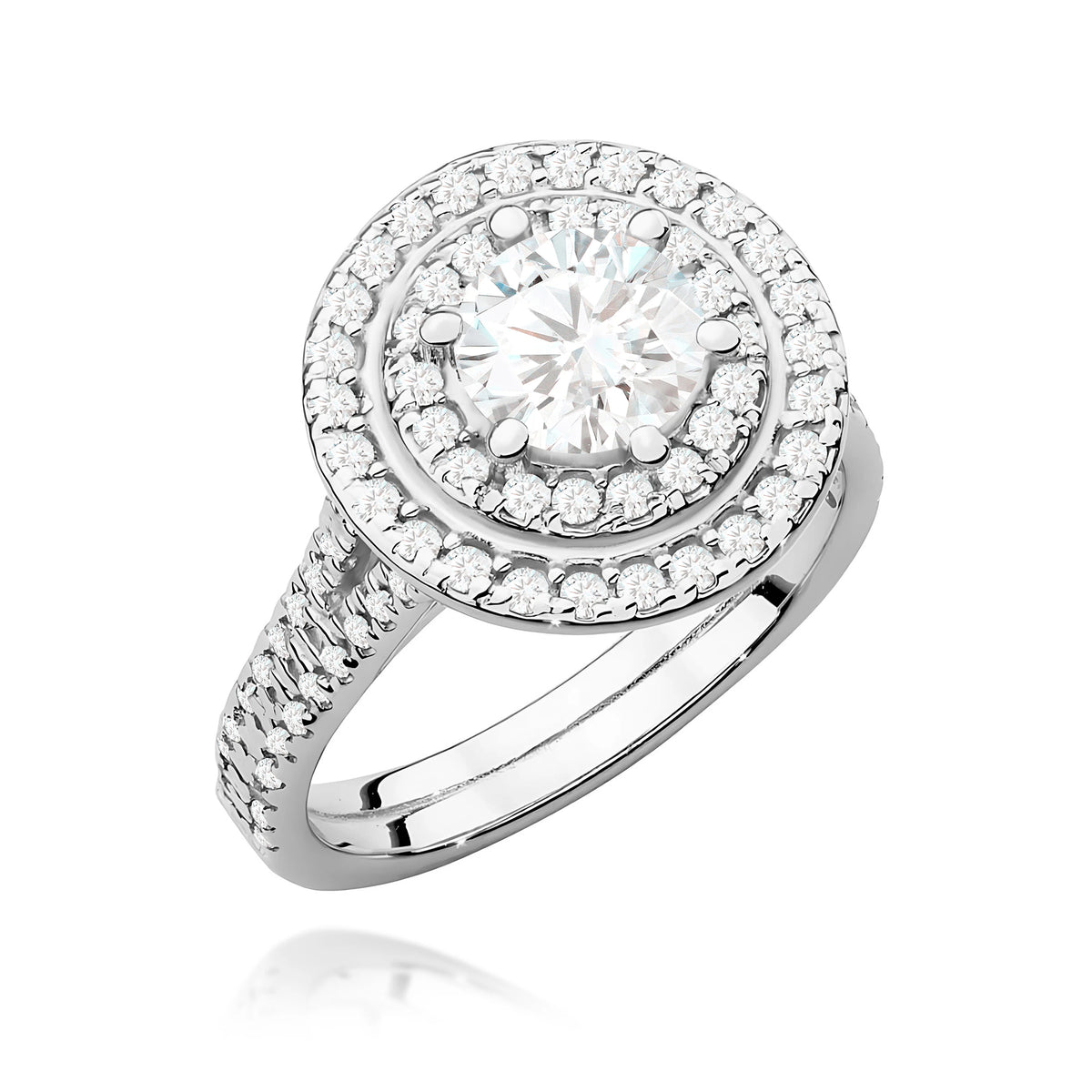 Prsten z bílého zlata s lab-grown diamantem Round/Brilliant 0,70 ct a postranními lab-grown diamanty 0,633 ct