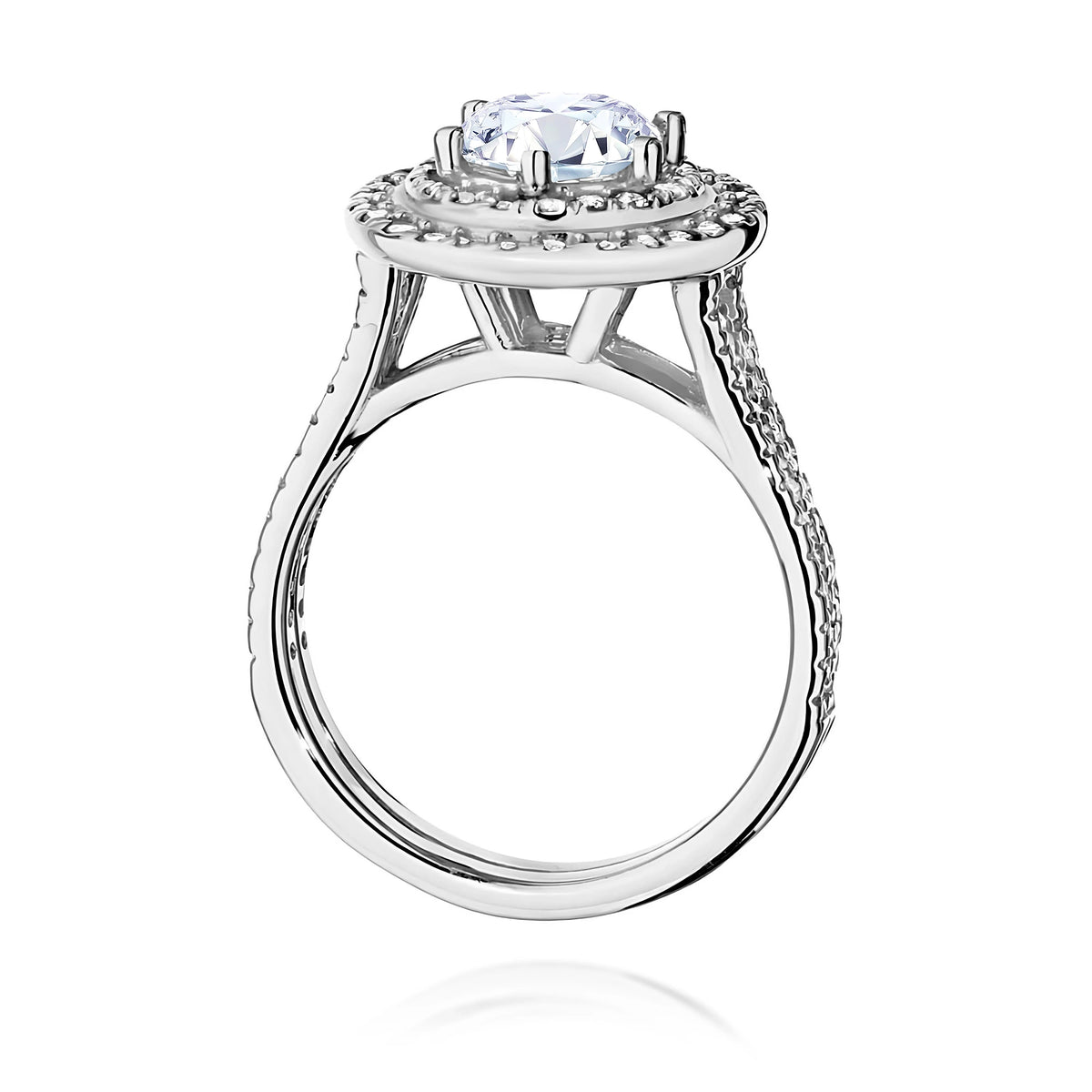 Prsten z bílého zlata s lab-grown diamantem Round/Brilliant 1,00 ct a bočními lab-grown diamanty 0,633 ct