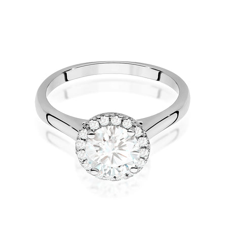 White Gold engagement ring with Round 1.00 ct Central and 0.138 ct Sideline Lab-grown Diamonds by GREMARI, 14K (585) gold