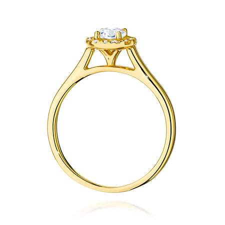 GREMARI 14K (585) Yellow Gold engagement ring with Round 0.40 ct Central and 0.12 ct Sideline Lab-grown Diamonds