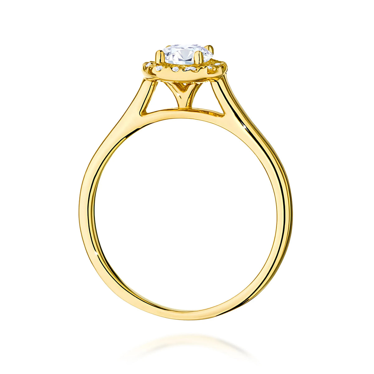 GREMARI 14K (585) Yellow Gold engagement ring with Round 0.50 ct Central and 0.12 ct Sideline Lab-grown Diamonds