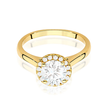 Yellow Gold engagement ring with Round 1.00 ct Central and 0.138 ct Sideline Lab-grown Diamonds by GREMARI, 14K (585) gold