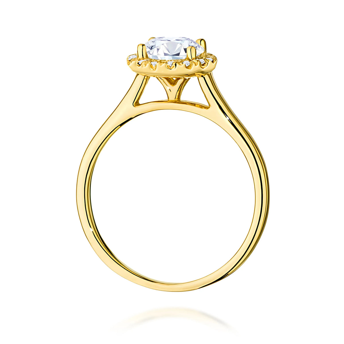 GREMARI 14K (585) Yellow Gold engagement ring with Round 1.00 ct Central and 0.138 ct Sideline Lab-grown Diamonds