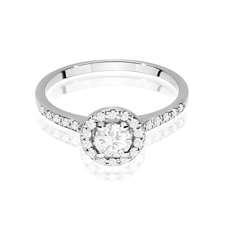 White Gold engagement ring with Round 0.40 ct Central and 0.241 ct Sideline Lab-grown Diamonds by GREMARI, 14K (585) gold