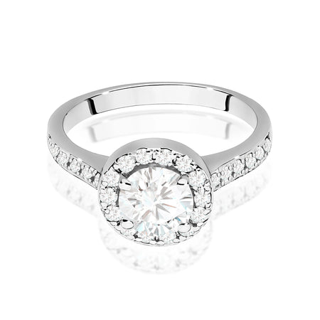 White Gold engagement ring with Round 0.70 ct Central and 0.377 ct Sideline Lab-grown Diamonds by GREMARI, 14K (585) gold