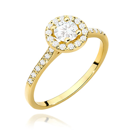 GREMARI Yellow Gold engagement ring with Round 0.40 ct Central and 0.241 ct Sideline Lab-grown Diamonds