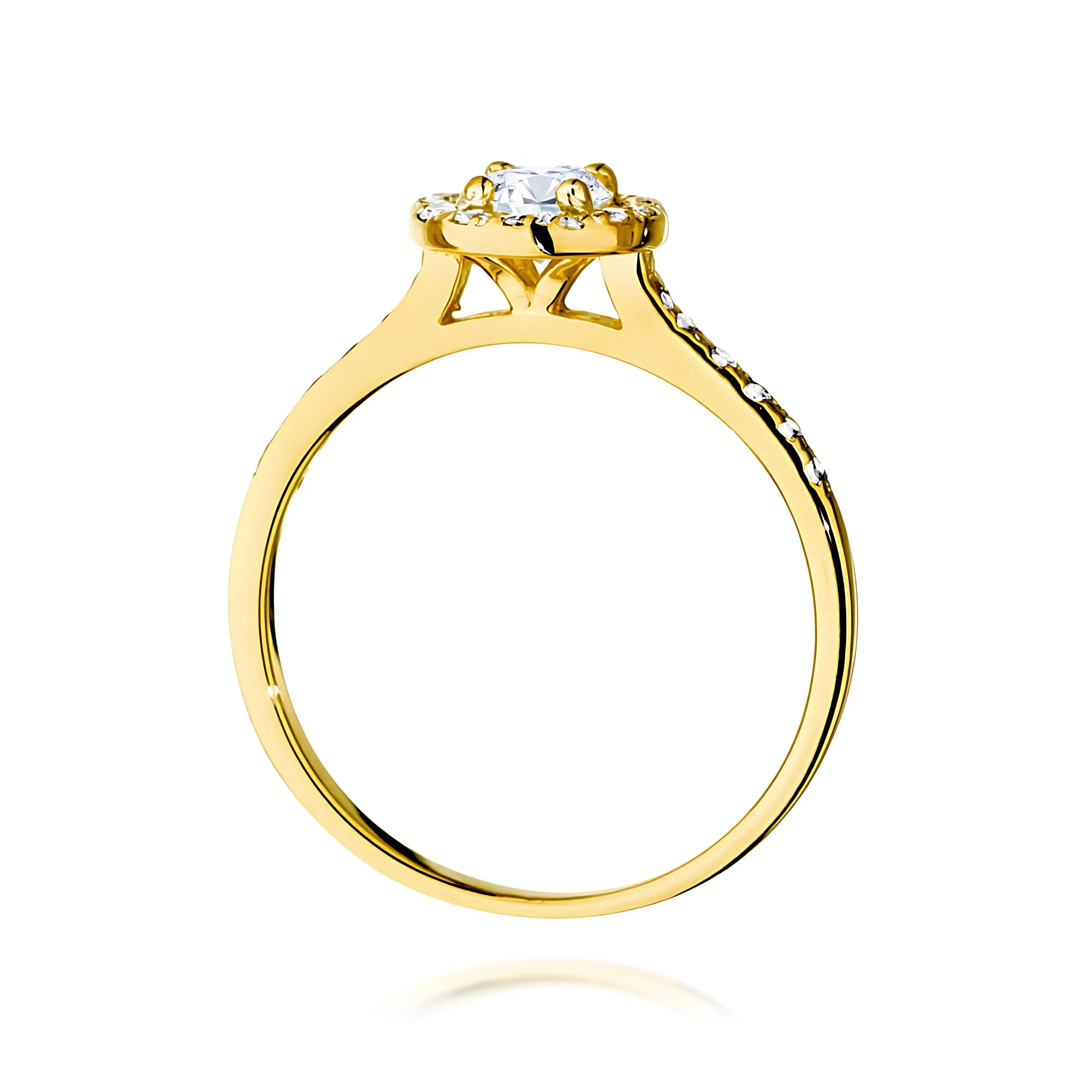 GREMARI 14K (585) Yellow Gold engagement ring with Round 0.40 ct Central and 0.241 ct Sideline Lab-grown Diamonds