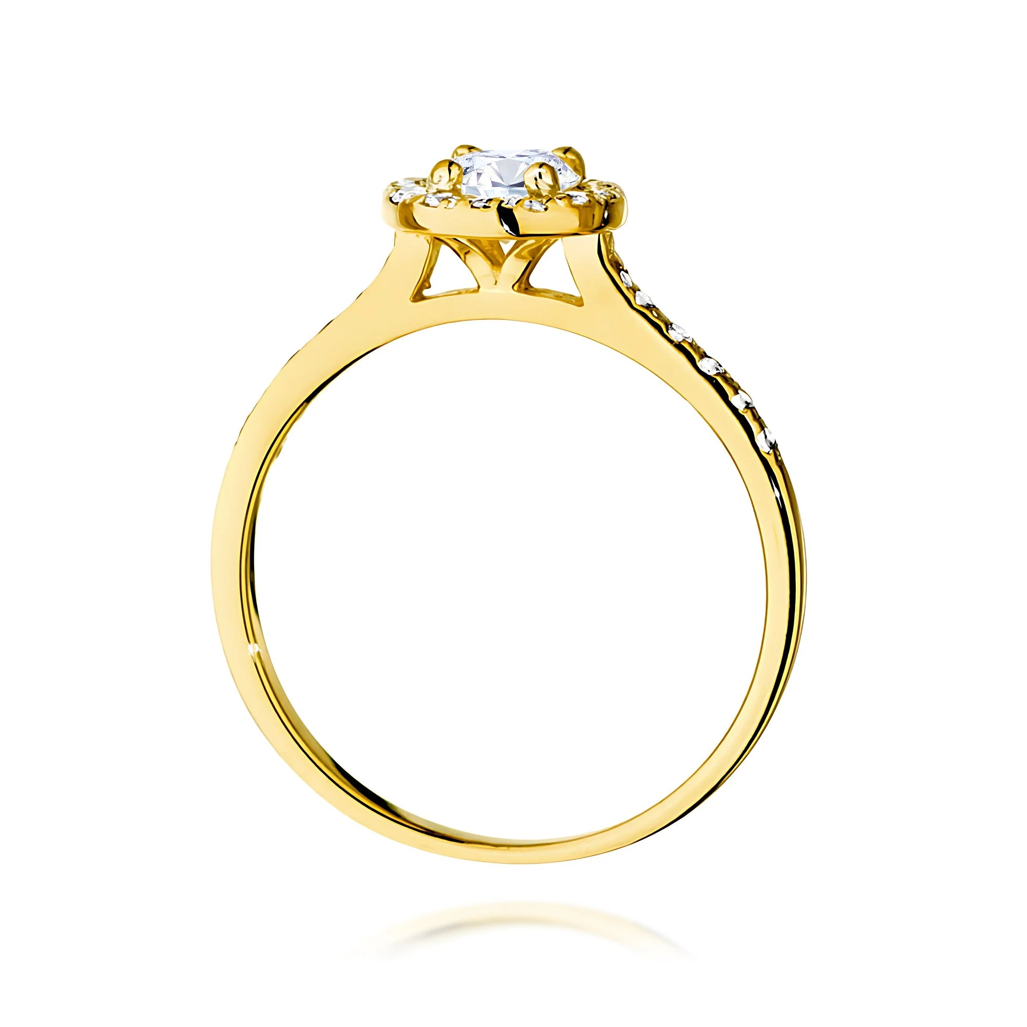 GREMARI 14K (585) Yellow Gold engagement ring with Round 0.50 ct Central and 0.241 ct Sideline Lab-grown Diamonds