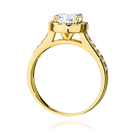 GREMARI 14K (585) Yellow Gold engagement ring with Round 1.00 ct Central and 0.377 ct Sideline Lab-grown Diamonds