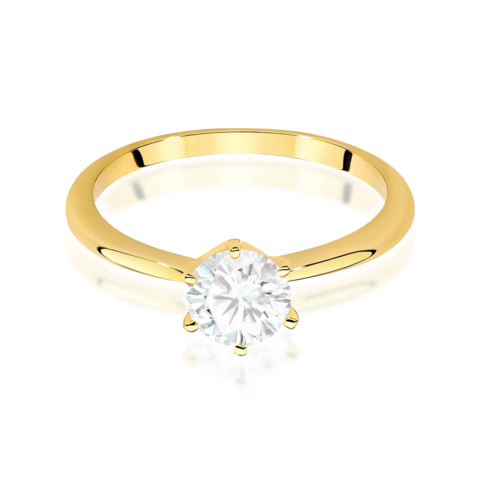Yellow Gold engagement ring with Round 1.00 ct Lab-grown Diamond by GREMARI, 14K (585) gold