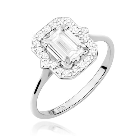 GREMARI White Gold engagement ring with Emerald 1.00 ct Central and 0.172 ct Sideline Lab-grown Diamonds