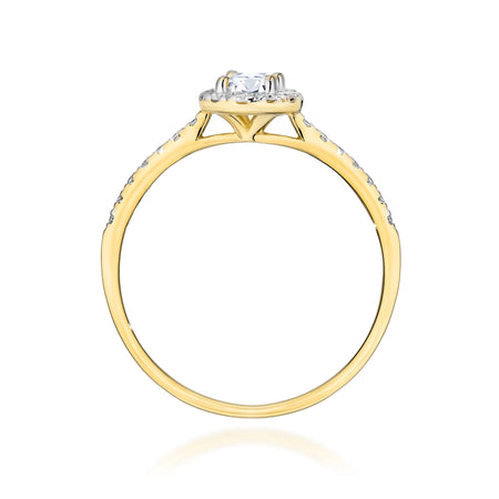 GREMARI 14K (585) Yellow Gold engagement ring with Oval 0.30 ct Central and 0.17 ct Sideline Lab-grown Diamonds
