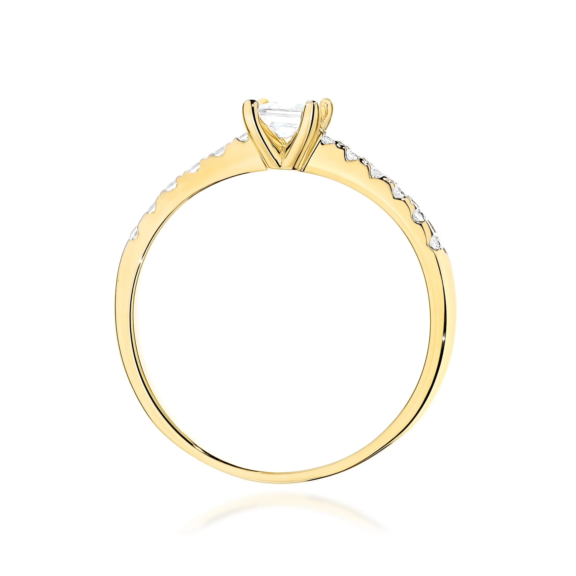 GREMARI 14K (585) Yellow Gold engagement ring with Princess 0.30 ct Central and 0.103 ct Sideline Lab-grown Diamonds