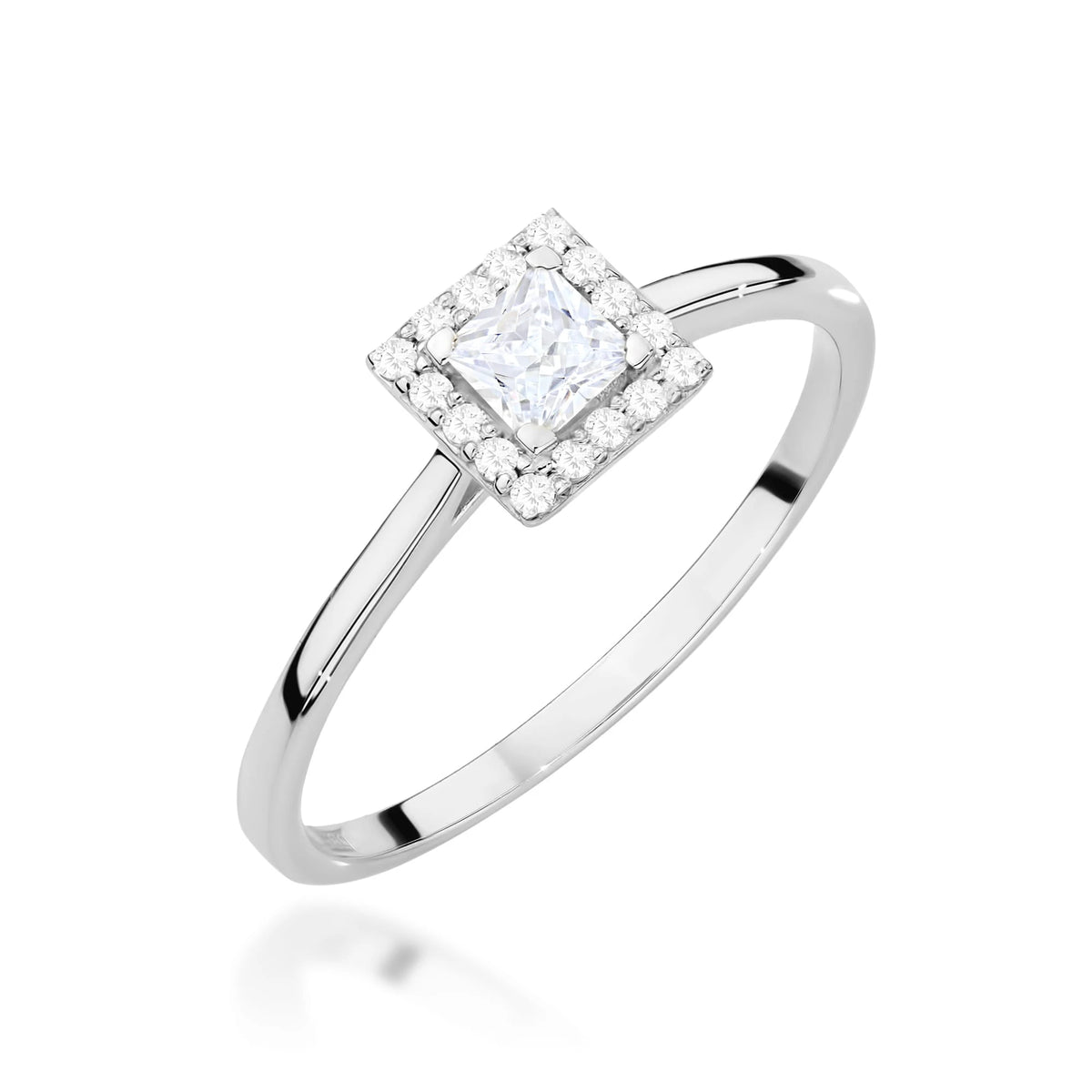 GREMARI White Gold engagement ring with Princess 0.15 ct Central and 0.08 ct Sideline Lab-grown Diamonds