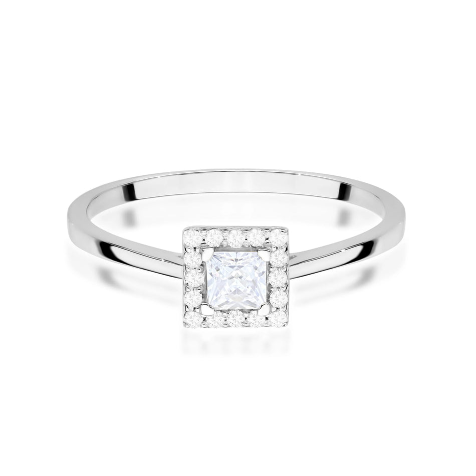 White Gold engagement ring with Princess 0.15 ct Central and 0.08 ct Sideline Lab-grown Diamonds by GREMARI, 14K (585) gold